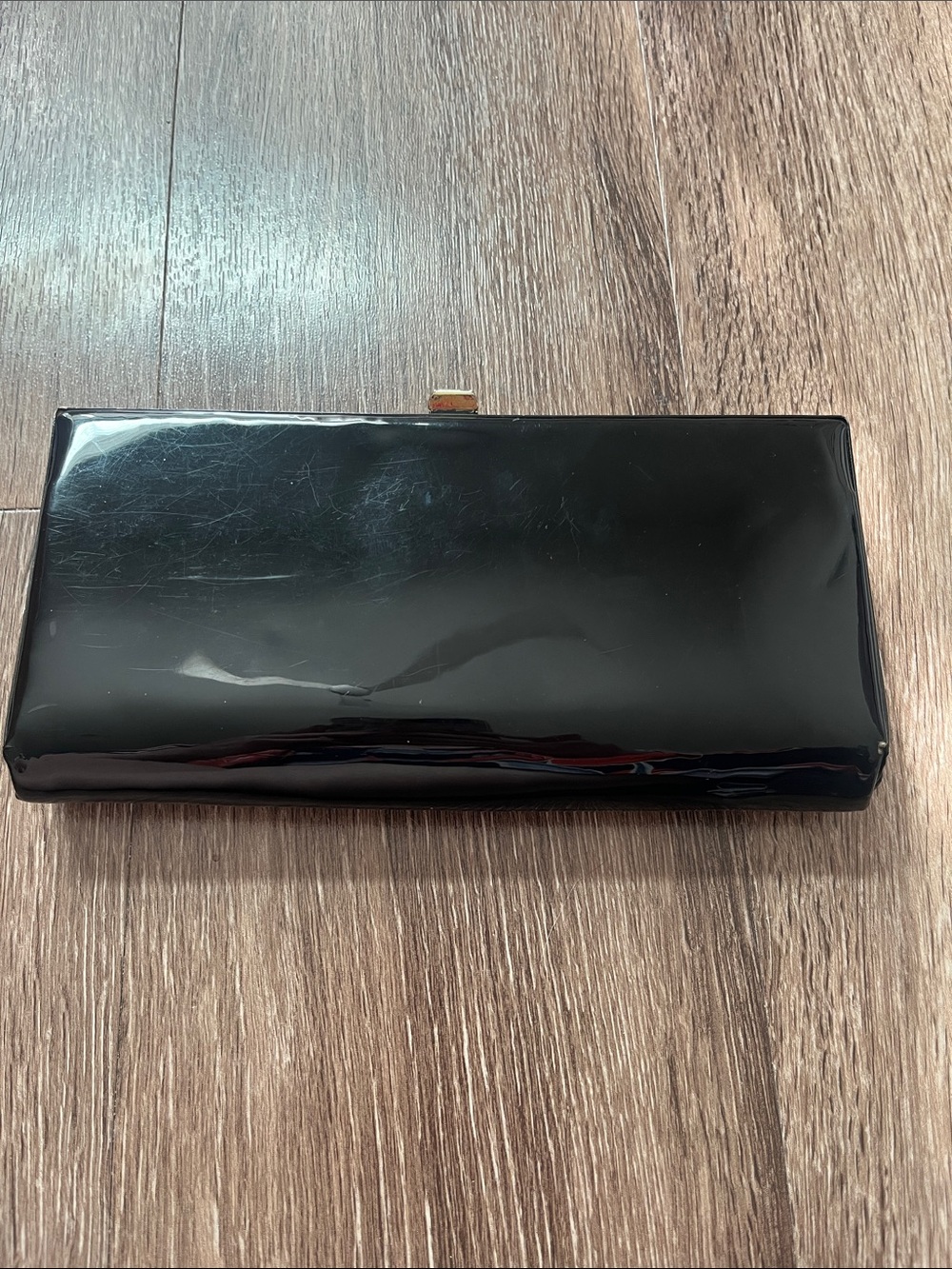 Vintage Classic Black Patent Clutch Wallet - Unbranded